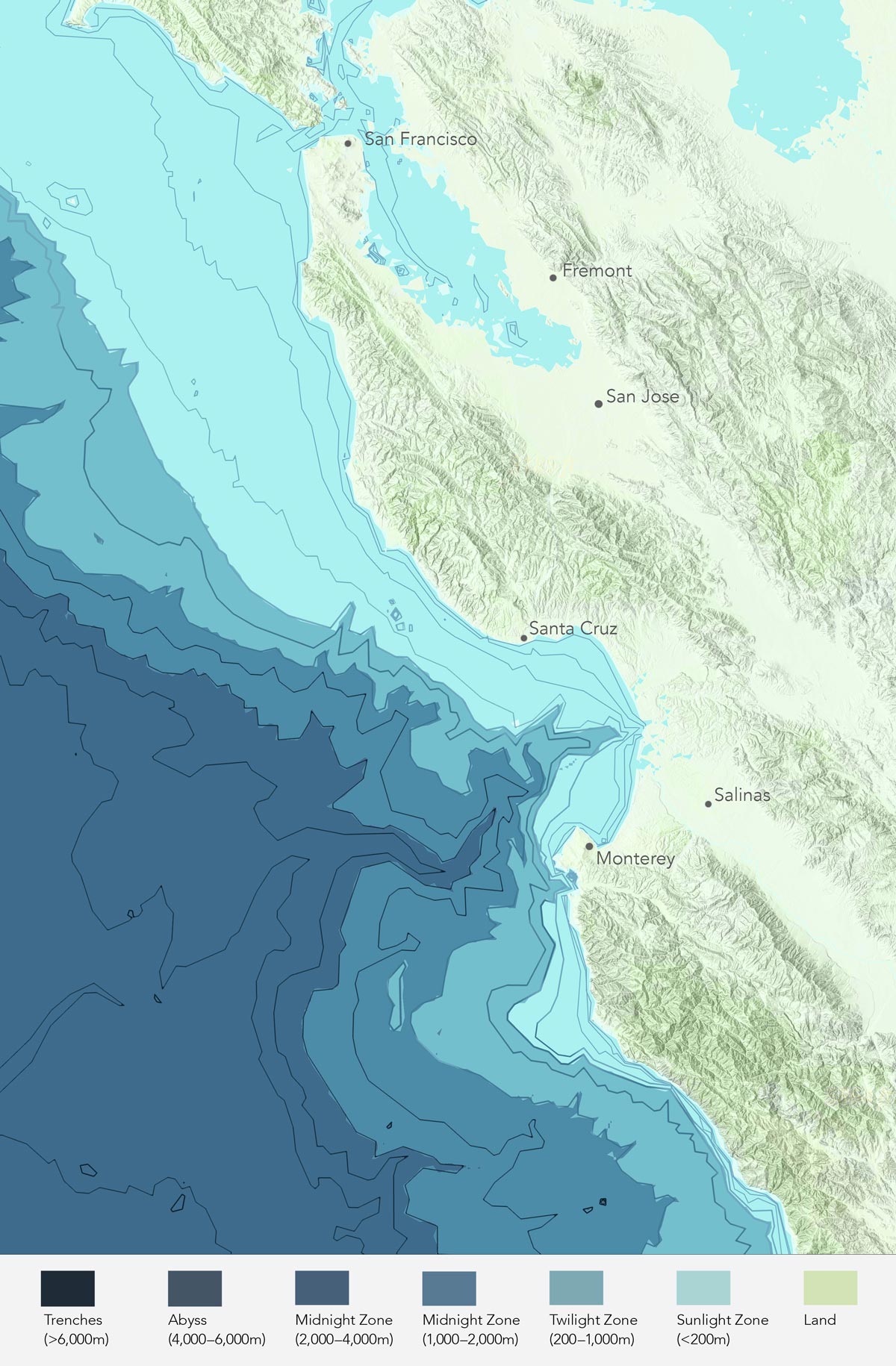 Depth map of Central California Coast