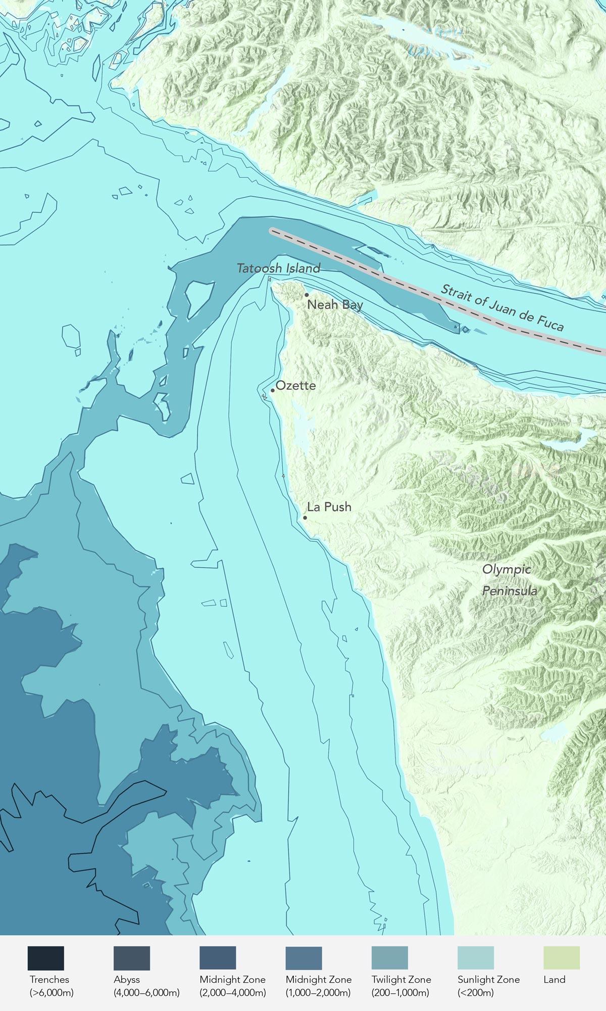 Depth Map of Outer coast of the Olympic Peninsula, Washington