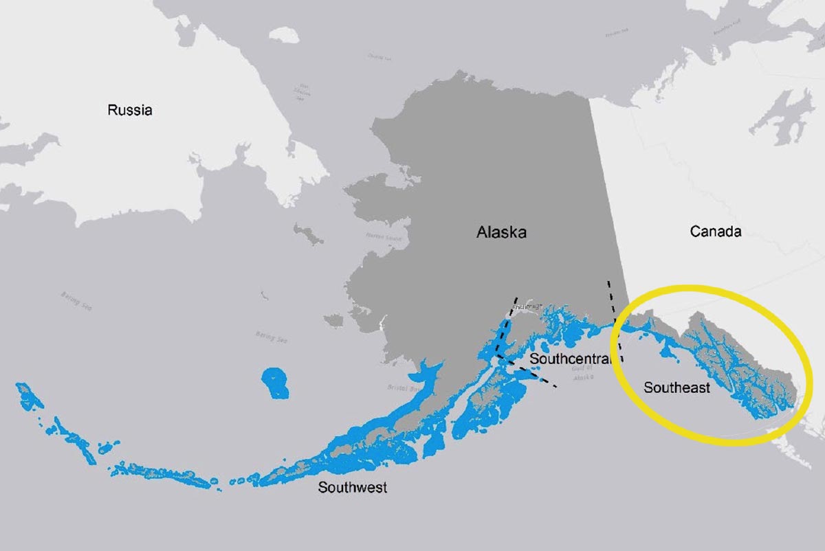 Key map highlighting Southeast Alaska